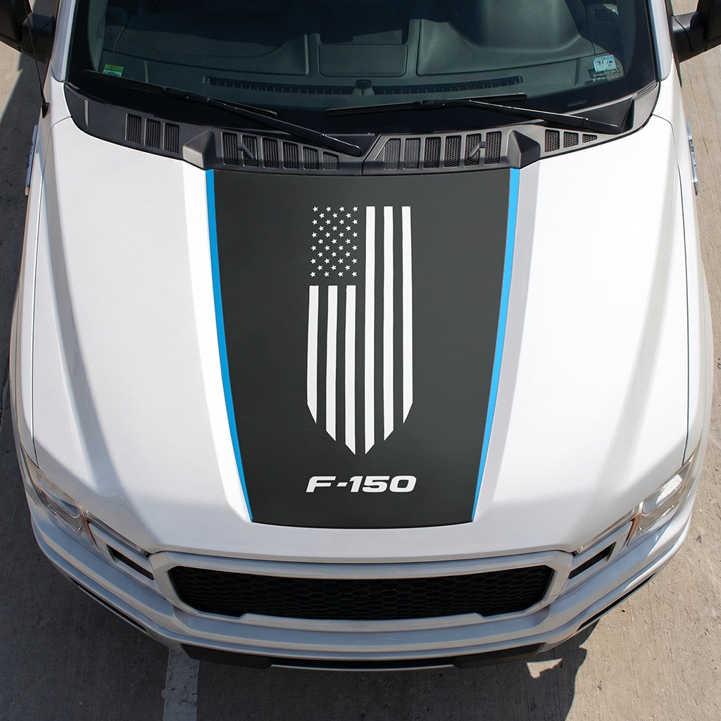 Hood Panel Decal/Sticker - America Flag Graphic Decal Graphic Kit - For Ford F-150 2015-2020 - Premium Vinyl