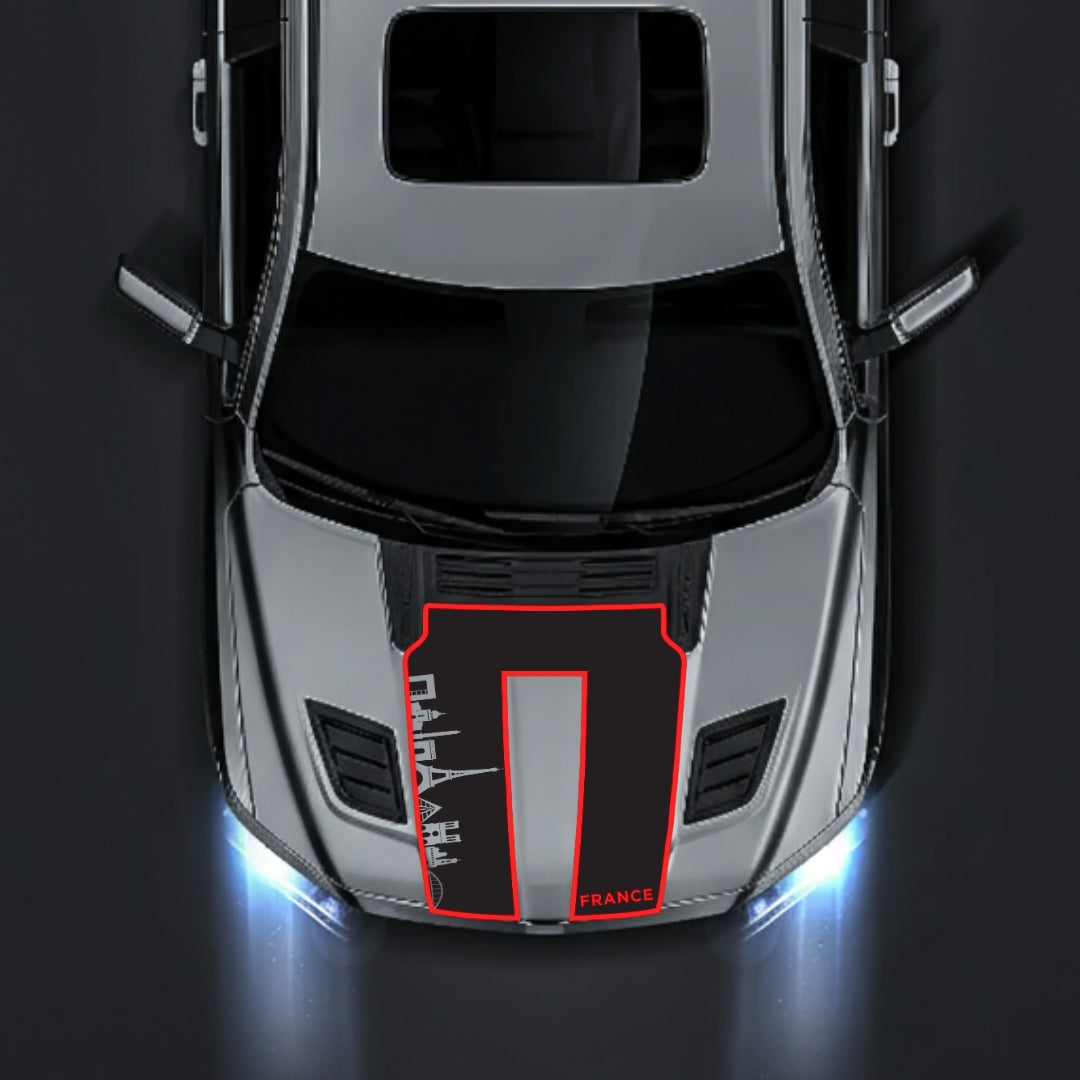 Hood Panel Decal/Sticker - France Skyline - Cut - Border Graphic Kit - For Dodge RAM 1500 2019-2025 - Premium Vinyl