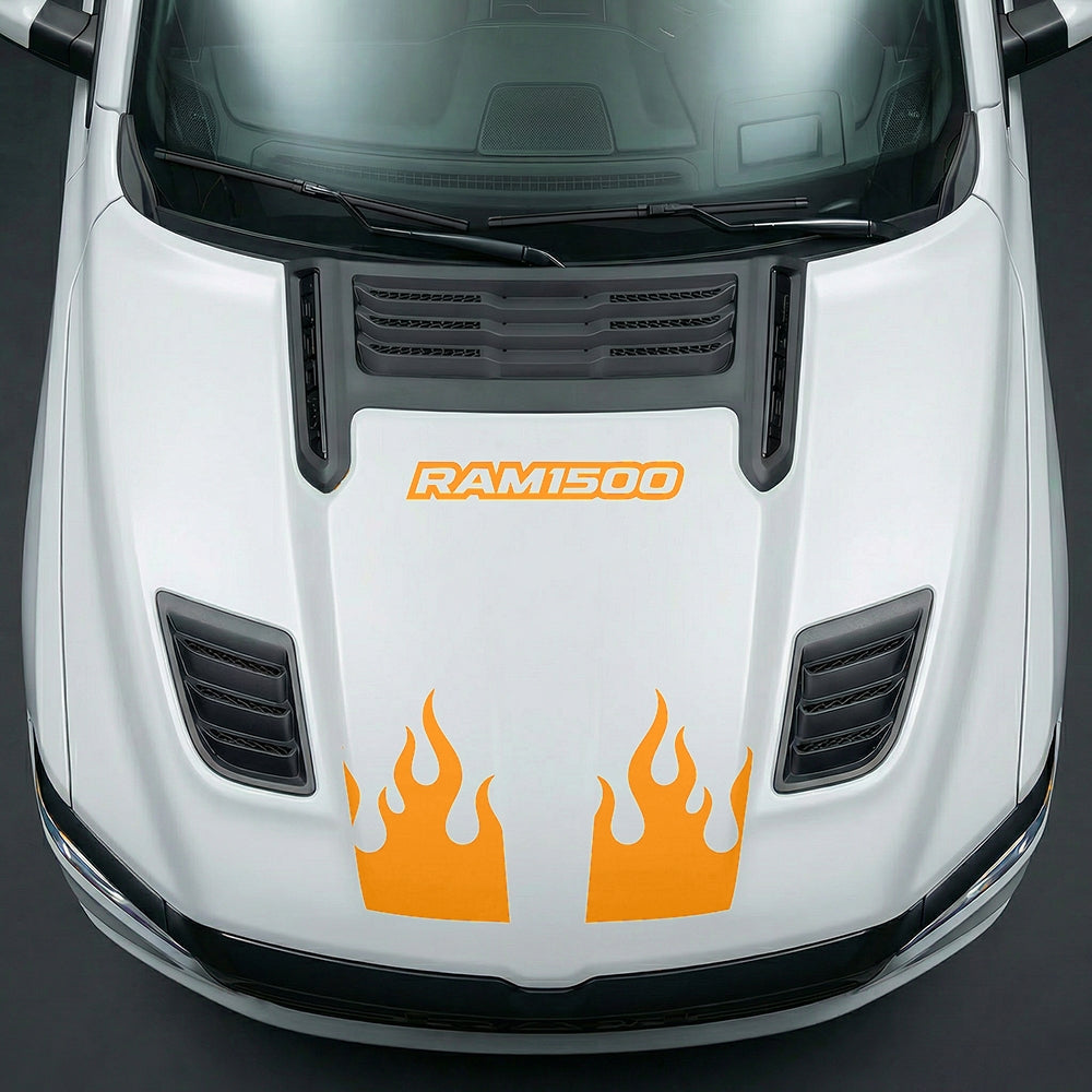 Hood Panel Decal/Sticker - RAM 1500 Flaming U-Shape - Cut Graphic Kit - For Dodge Ram 2019-2025 - Premium Vinyl