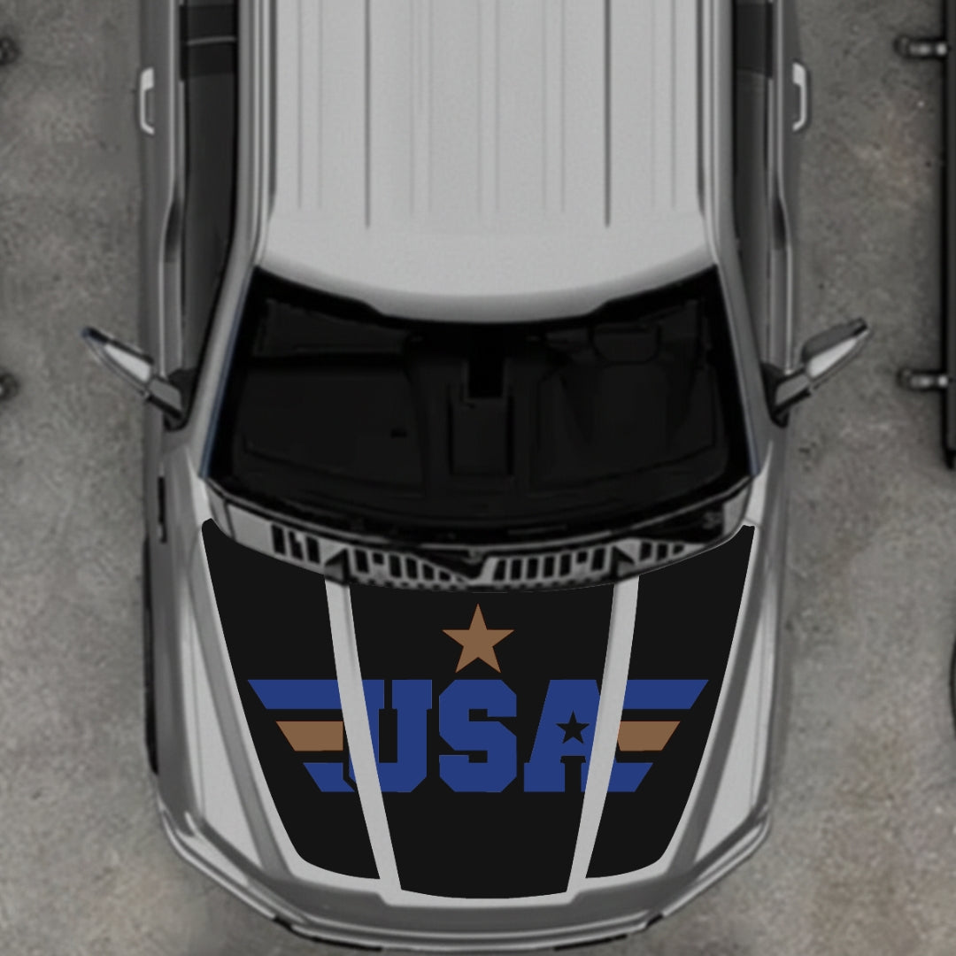 Hood Panel Decal/Sticker - USA Style 8 Graphic Kit - For Ford F-150 2020-2026 - Premium Vinyl