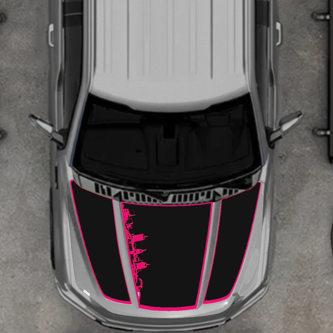 Hood Panel Decal/Sticker - Winnipeg Skyline - Border Graphic Kit - For Ford F-150 2020-2026 - Premium Vinyl