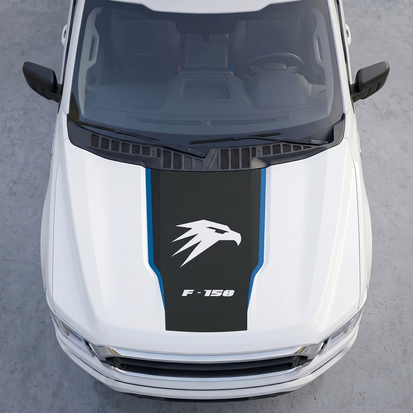 Hood Panel Decal/Sticker - Tactical Eagle Head Hood Decal – Minimalist Geometric Hawk Vinyl Sticker Graphic Kit - For Ford F-150 F150 2015-2020 - Premium Vinyl
