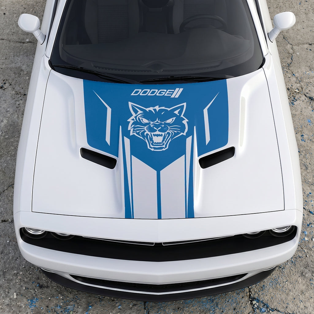 Hood Panel Decal/Sticker - Hellcat Frontal Assault Logo - Symmetrical Side-Accented Graphic Kit - For Dodge Challenger 2015-2024 - Premium Vinyl