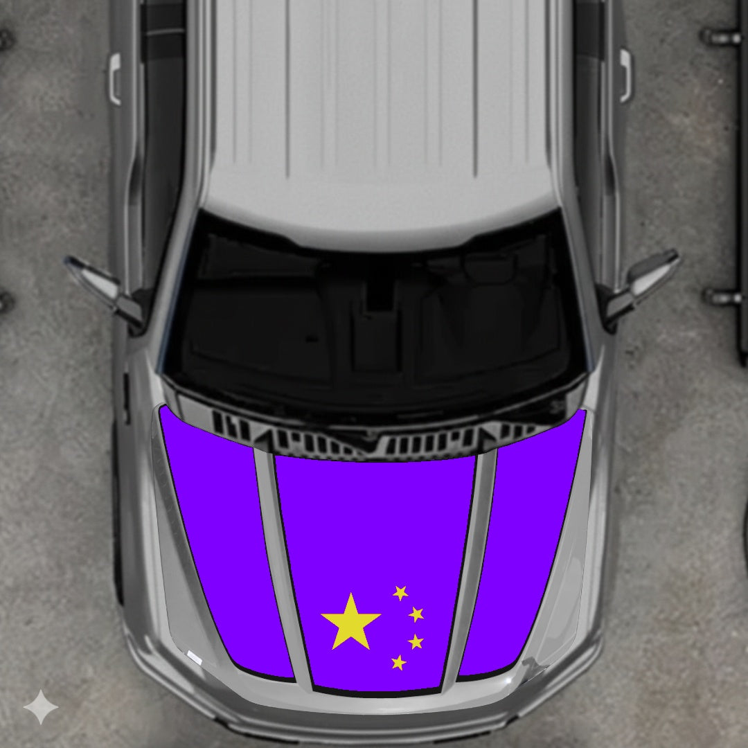 Hood Panel Decal/Sticker - China Flag - Border Graphic Kit - For Ford F-150 2020-2026 - Premium Vinyl