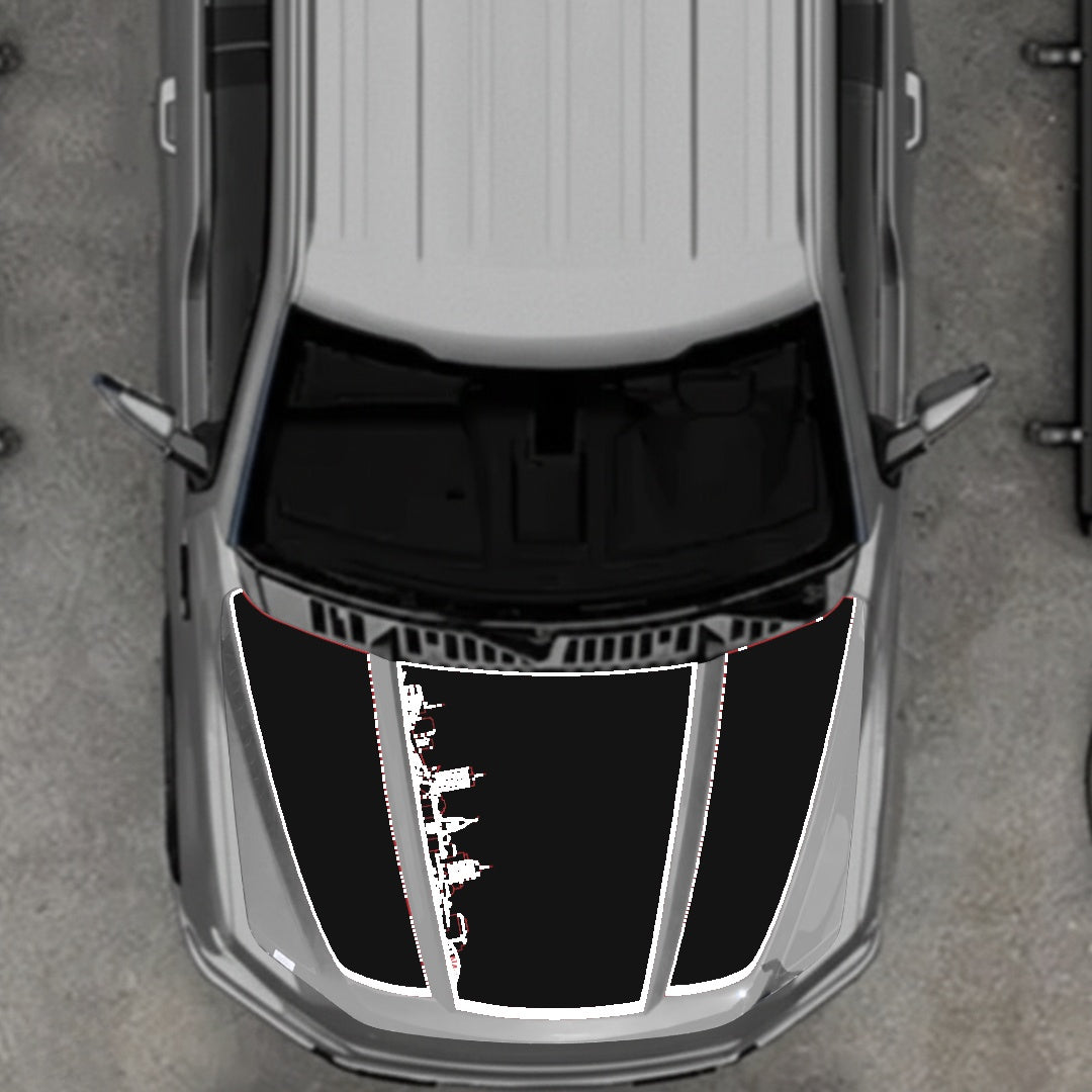Hood Panel Decal/Sticker - Winnipeg Skyline - Border Graphic Kit - For Ford F-150 2020-2026 - Premium Vinyl