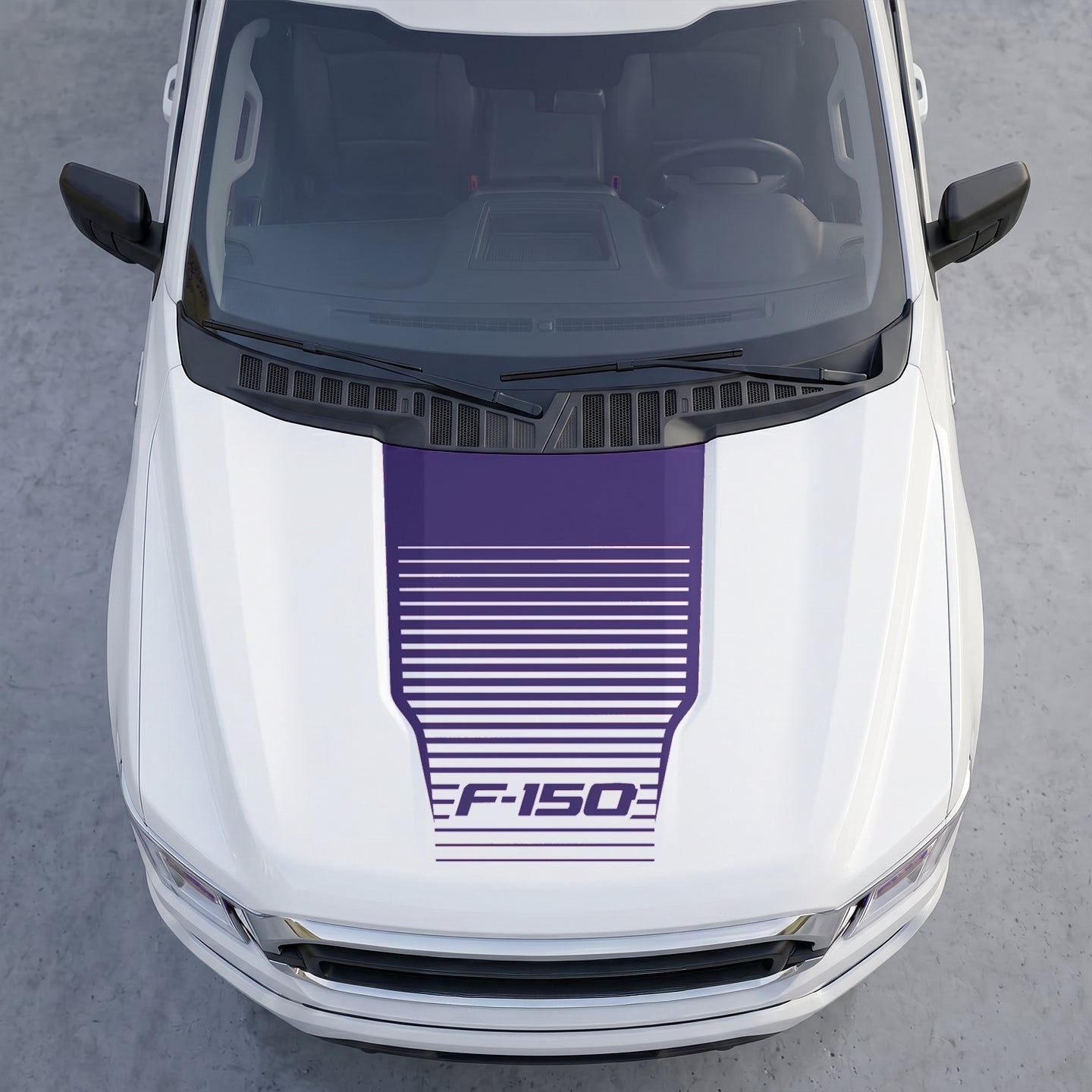Hood Panel Decal/Sticker - Speedline Fade Hood Decal Wrap – Solid Center Shield with Horizontal Louver Stripe Grille Graphic Kit - For Ford F-150 F150 2015-2020 - Premium Vinyl