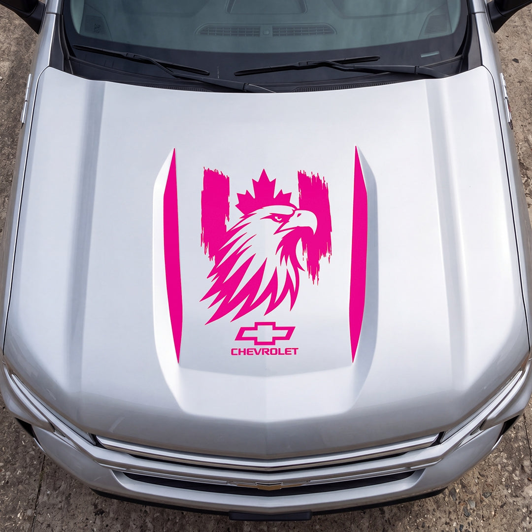 Hood Panel Decal/Sticker - Proud Canadaian Eagle Head Graphic Decal Graphic Kit - For Chevrolet Silverado 2019-2024 - Premium Vinyl