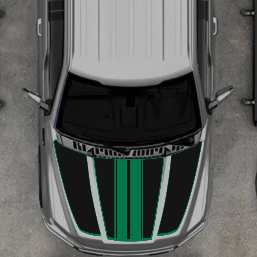 Hood Panel Decal/Sticker - Bars Style - Border Graphic Kit - For Ford F-150 2020-2026 - Premium Vinyl