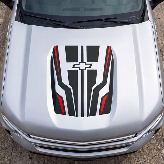 Hood Panel Decal/Sticker - Speed Pattern Graphic Decal Graphic Kit - For Chevrolet Silverado 2019-2024 - Premium Vinyl