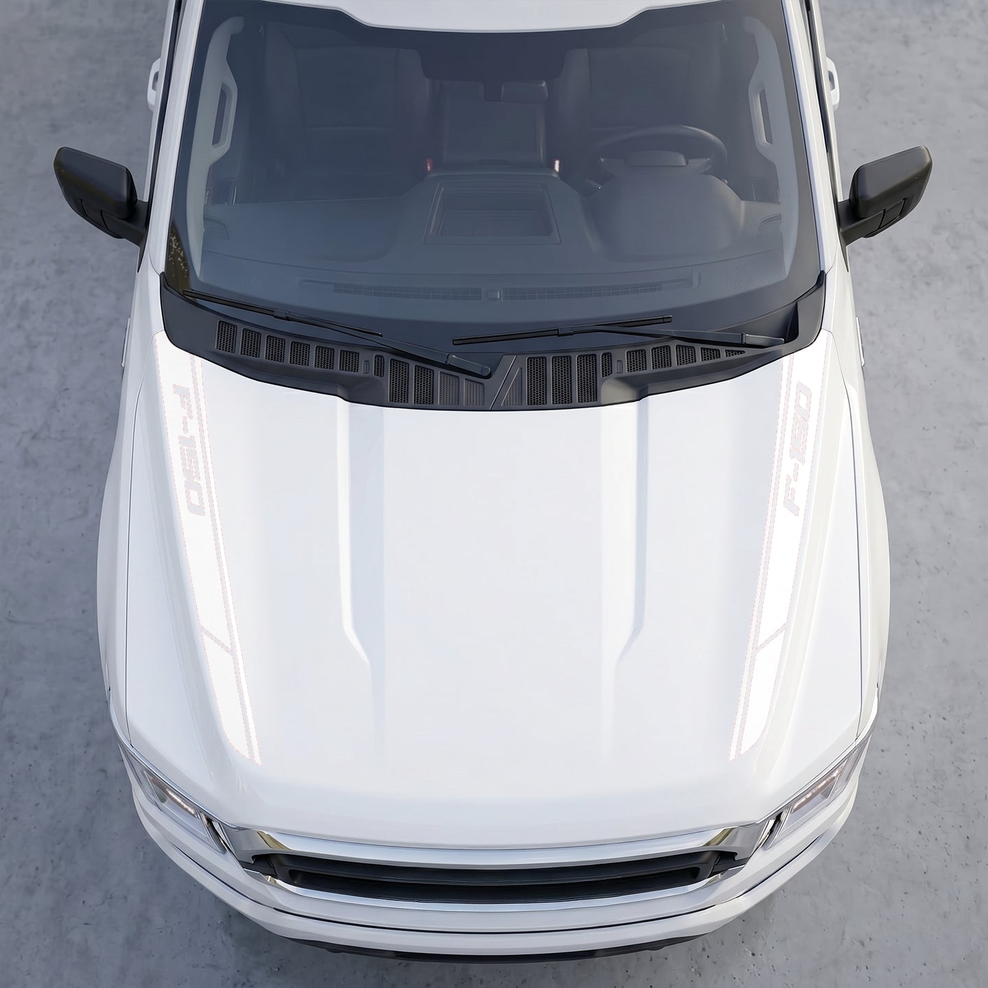 Hood Panel Decal/Sticker - Angled Cowl Accent Stripes – Dual Side Hood Edge Vinyl Decals Graphic Kit - For Ford F-150 F150 2015-2020 - Premium Vinyl