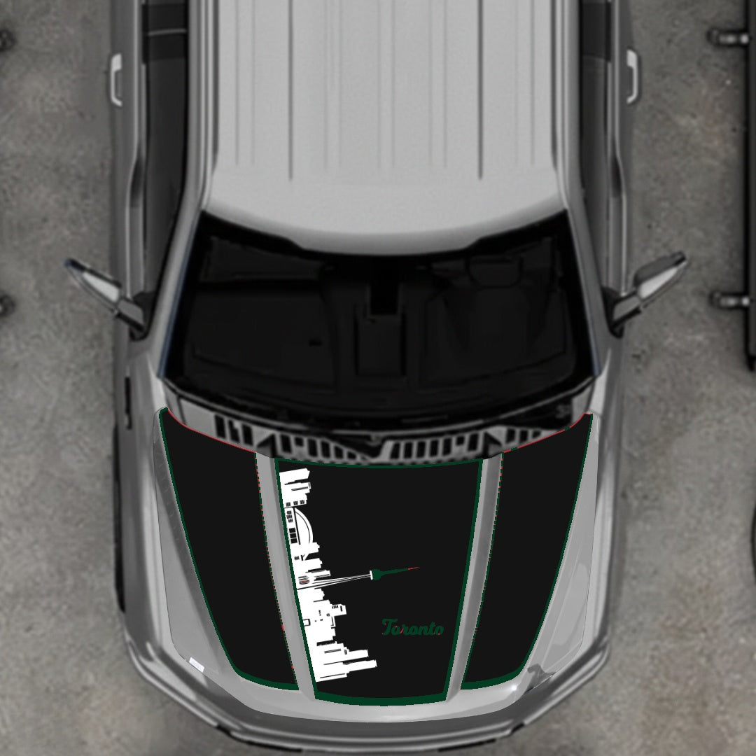 Hood Panel Decal/Sticker - Toronto Skyline - Cut - Border Graphic Kit - For Ford F-150 2020-2026 - Premium Vinyl