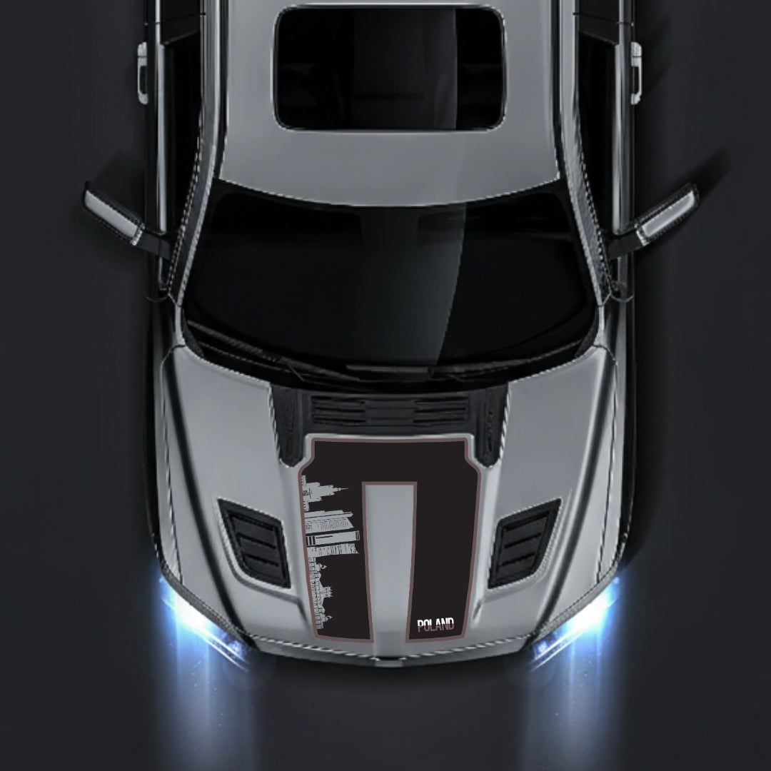 Hood Panel Decal/Sticker - Poland Skyline - Cut - Border Graphic Kit - For Dodge RAM 1500 2019-2025 - Premium Vinyl