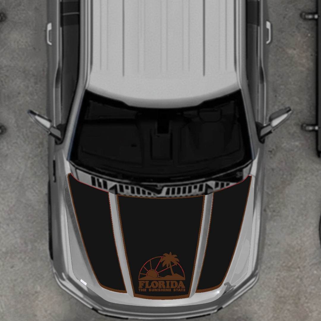 Hood Panel Decal/Sticker - Flordia - Border Graphic Kit - For Ford F-150 2020-2026 - Premium Vinyl