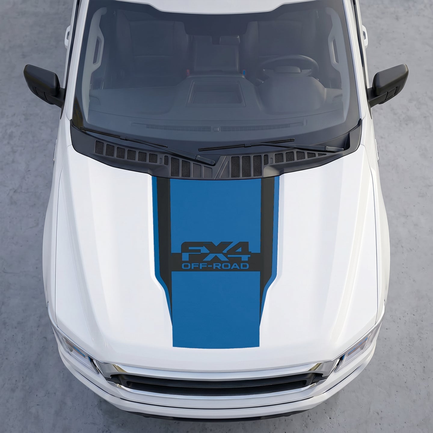 Hood Panel Decal/Sticker - FX4 Off-Road Edition Full Hood Decal Wrap – Bold  Center Accent Shield with Matte Black Track Stripes Graphic Kit - For Ford F-150 F150 2015-2020 - Premium Vinyl