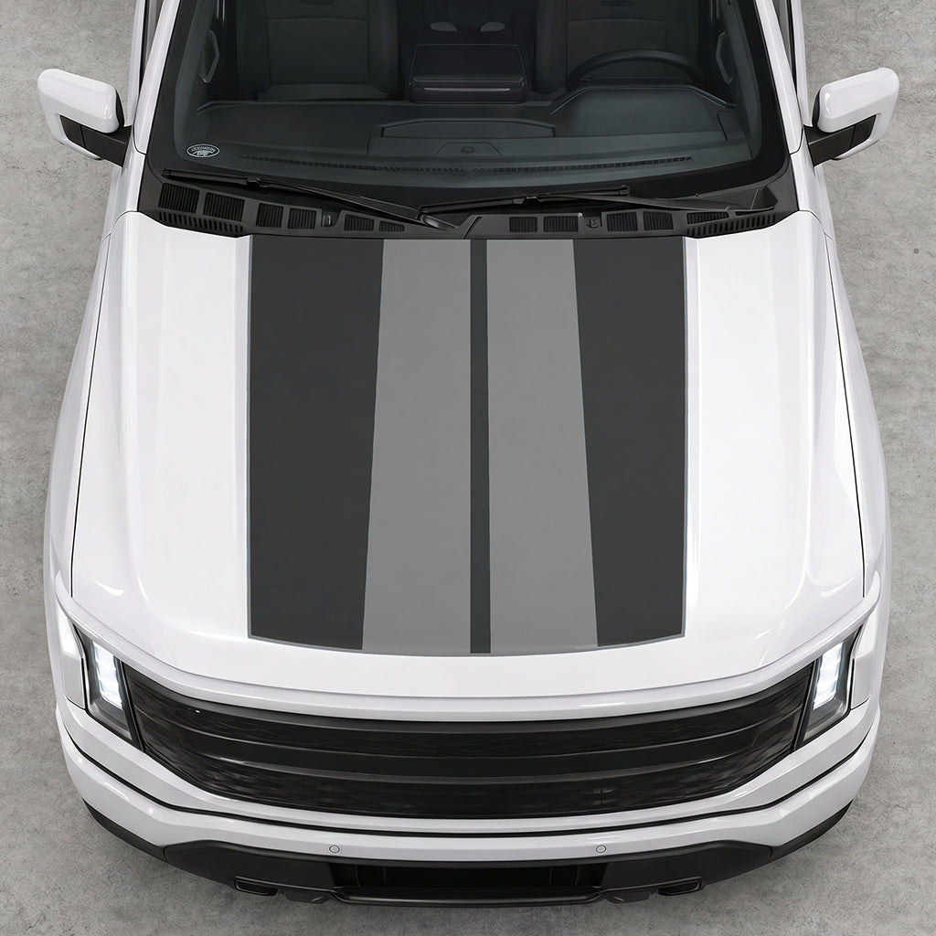 Hood Panel Decal/Sticker - Double Stripes Graphic Decal Graphic Kit - For FORD F-150 2015-2020 - Premium Vinyl