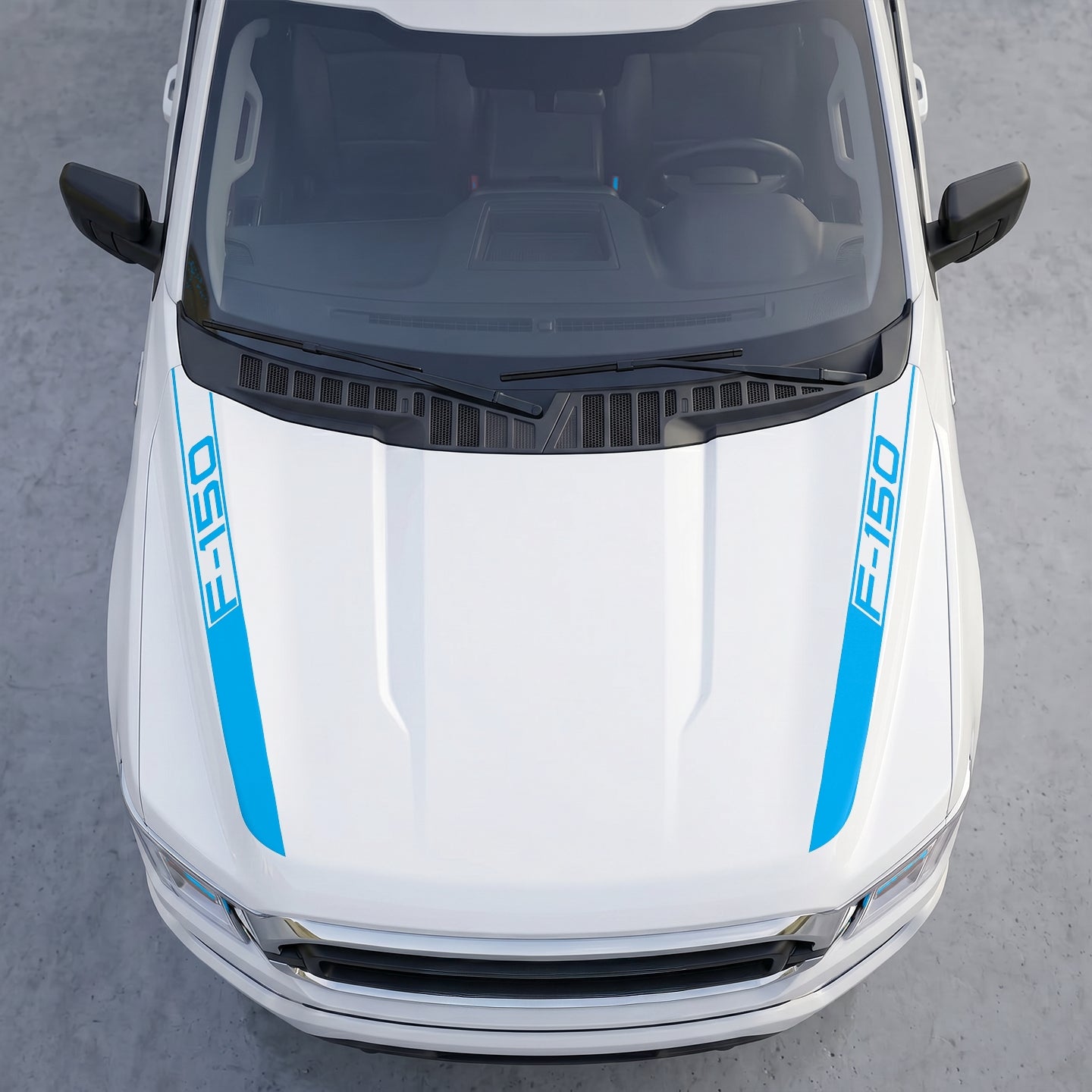 Hood Panel Decal/Sticker - Cowl Accent Stripes – Dual Side Hood Vinyl Decals with Die-Cut Logo Graphic Kit - For Ford F-150 F150 2015-2020 - Premium Vinyl