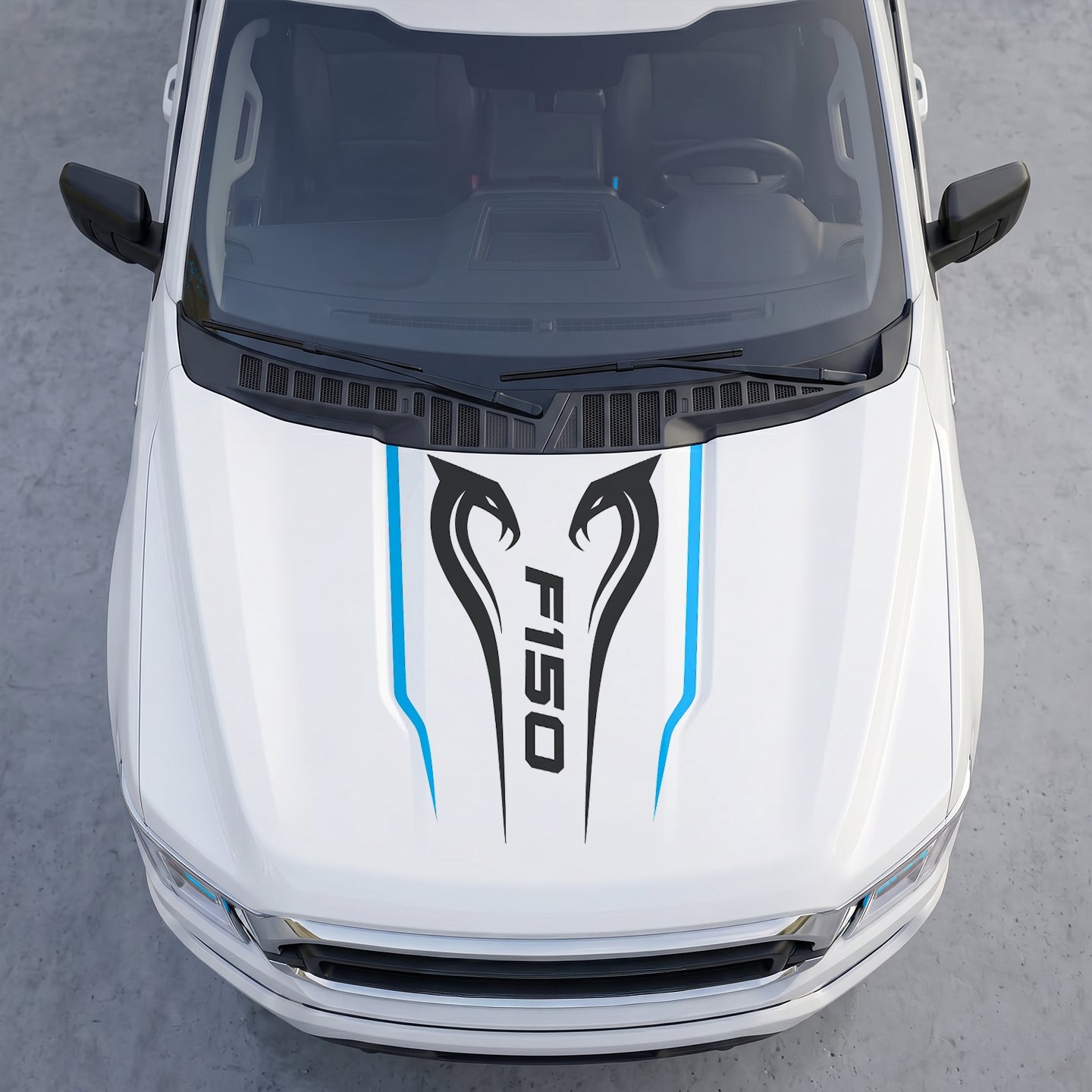 Hood Panel Decal/Sticker - Twin Cobra Snakes Hood Decal – Aggressive Viper Graphic Vinyl Sticker Graphic Kit - For Ford F-150 F150 2015-2020 - Premium Vinyl