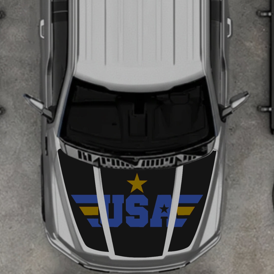 Hood Panel Decal/Sticker - USA Style 8 Graphic Kit - For Ford F-150 2020-2026 - Premium Vinyl