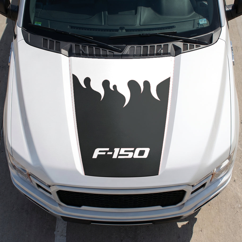 Hood Panel Decal/Sticker - Burning Flames Graphic Decal Graphic Kit - For Ford F-150 2015-2020 - Premium Vinyl