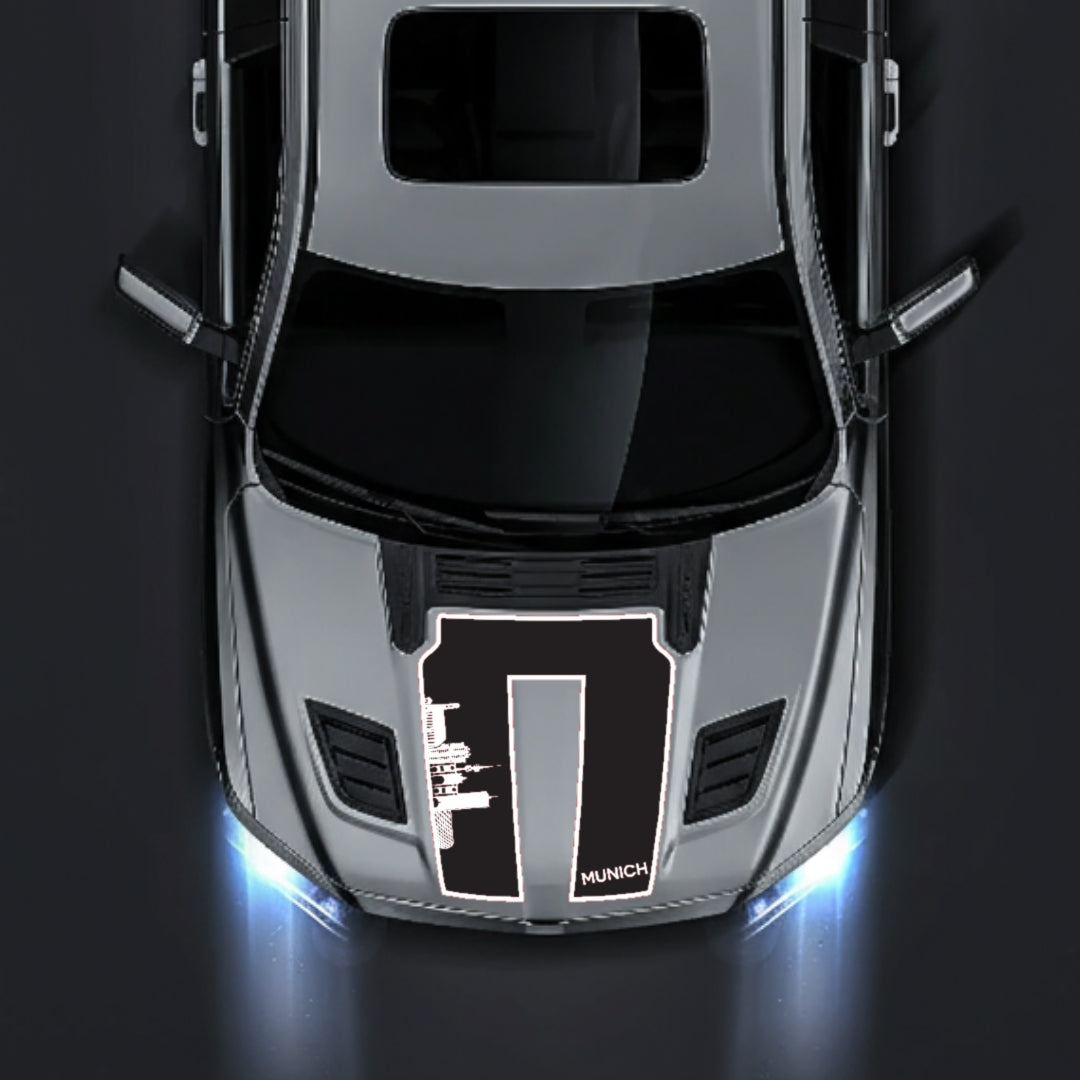 Hood Panel Decal/Sticker - Munich Skyline - Border Graphic Kit - For Dodge RAM 1500 2019-2025 - Premium Vinyl