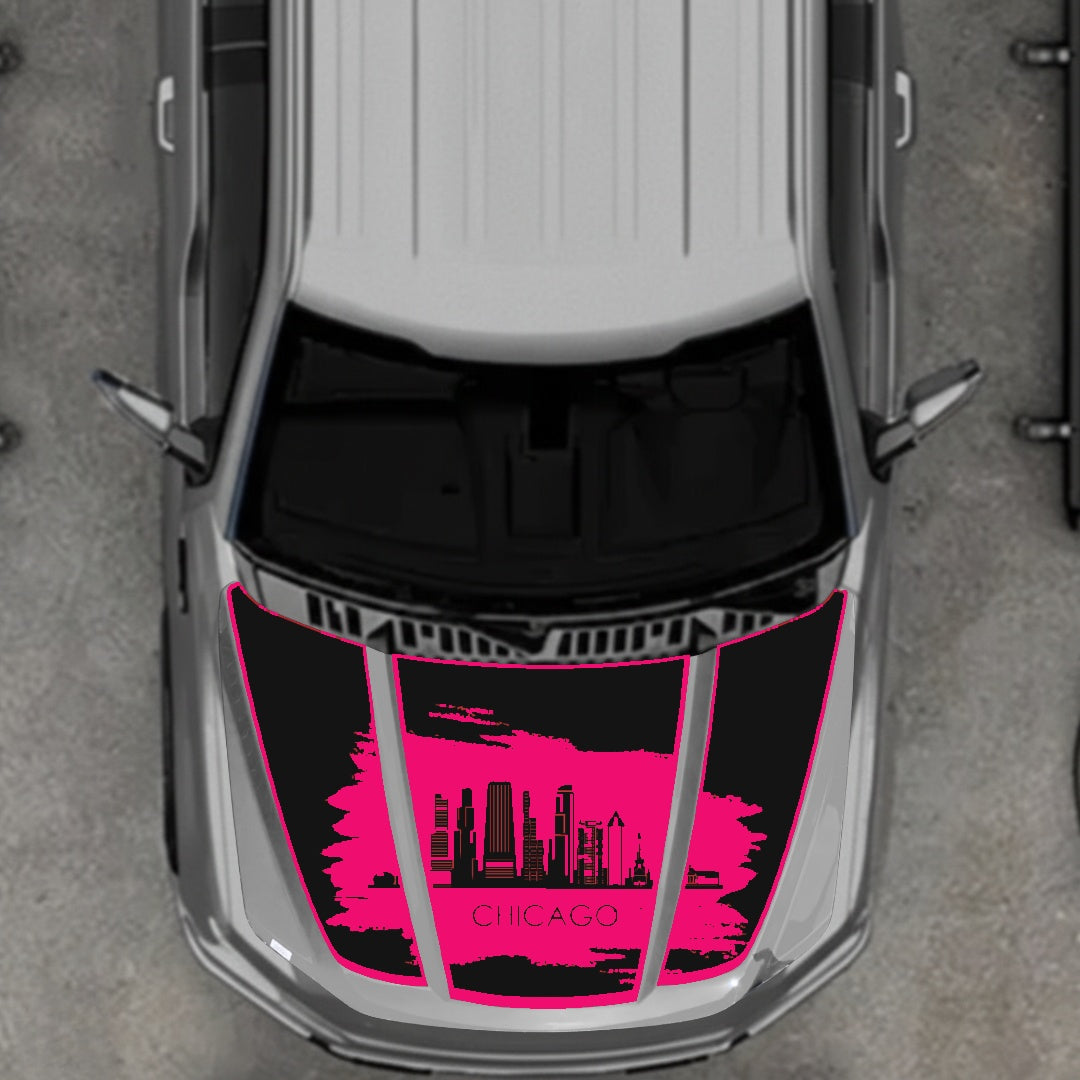 Hood Panel Decal/Sticker - Chicago - Border Graphic Kit - For Ford F-150 2020-2026 - Premium Vinyl