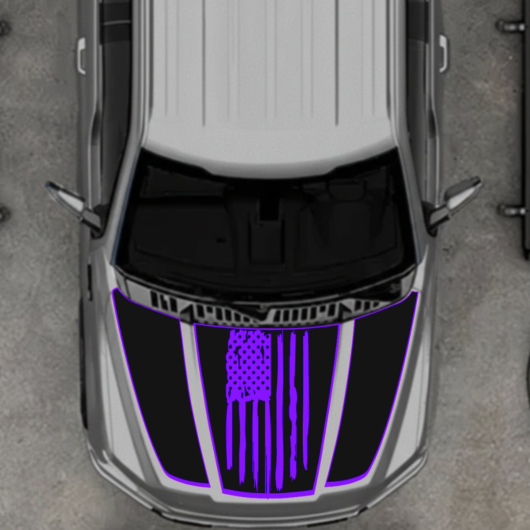 Hood Panel Decal/Sticker - USA Style 1 - Border Graphic Kit - For Ford F-150 2020-2026 - Premium Vinyl