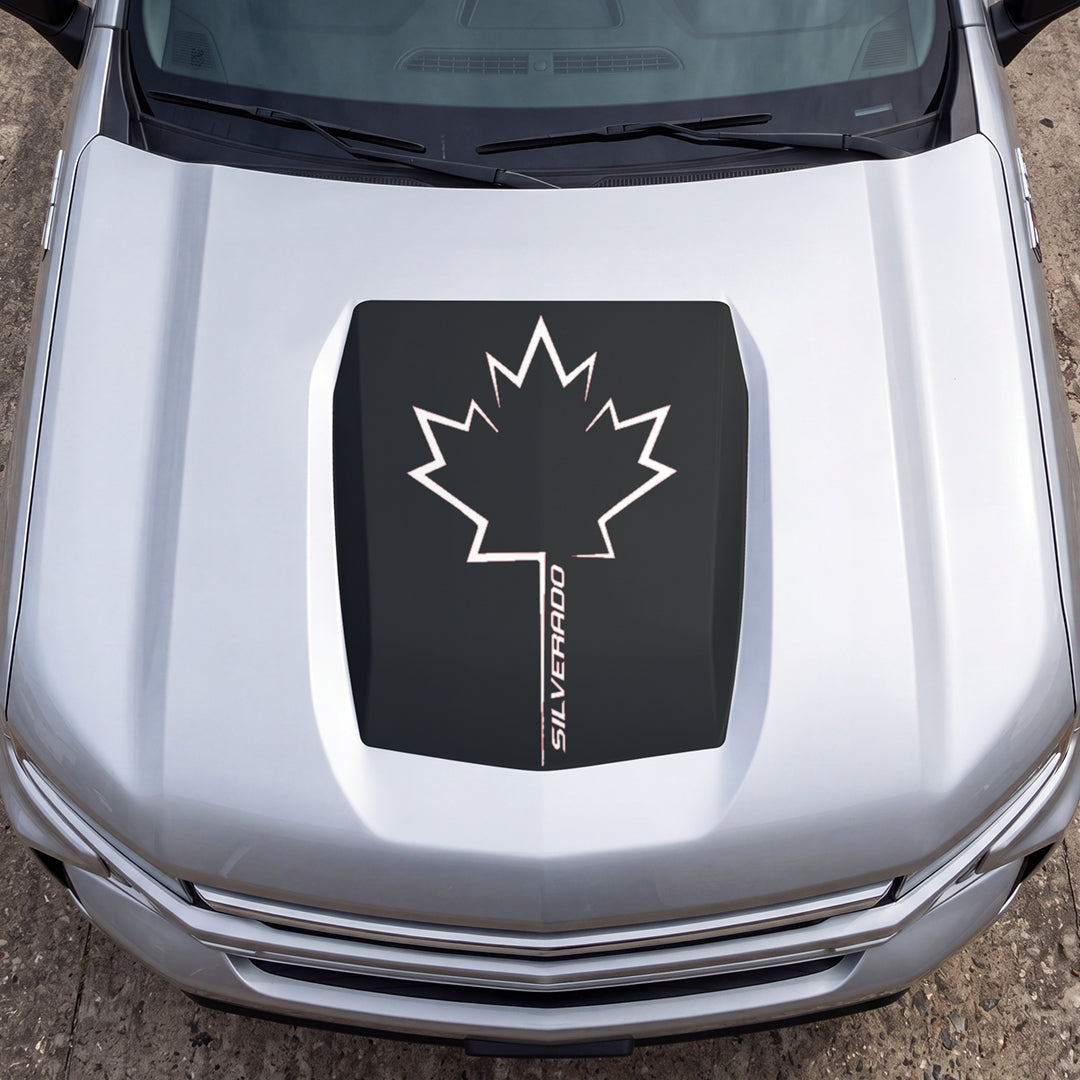 Hood Panel Decal/Sticker - Canada Maple Graphic Decal Graphic Kit - For Chevrolet Silverado 2019-2024 - Premium Vinyl