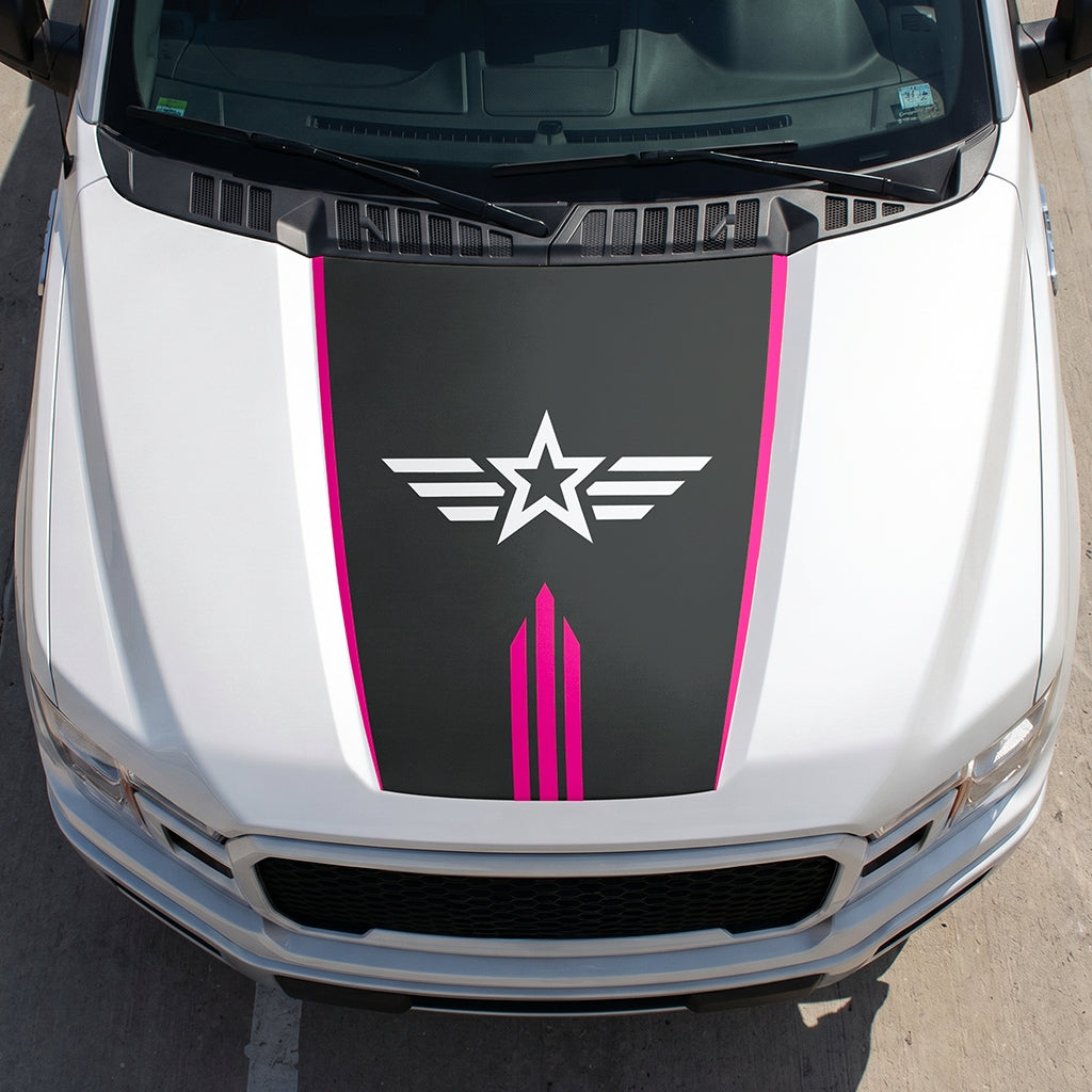 Hood Panel Decal/Sticker - Star Graphic Decal Graphic Kit - For Ford F-150 2015-2020 - Premium Vinyl