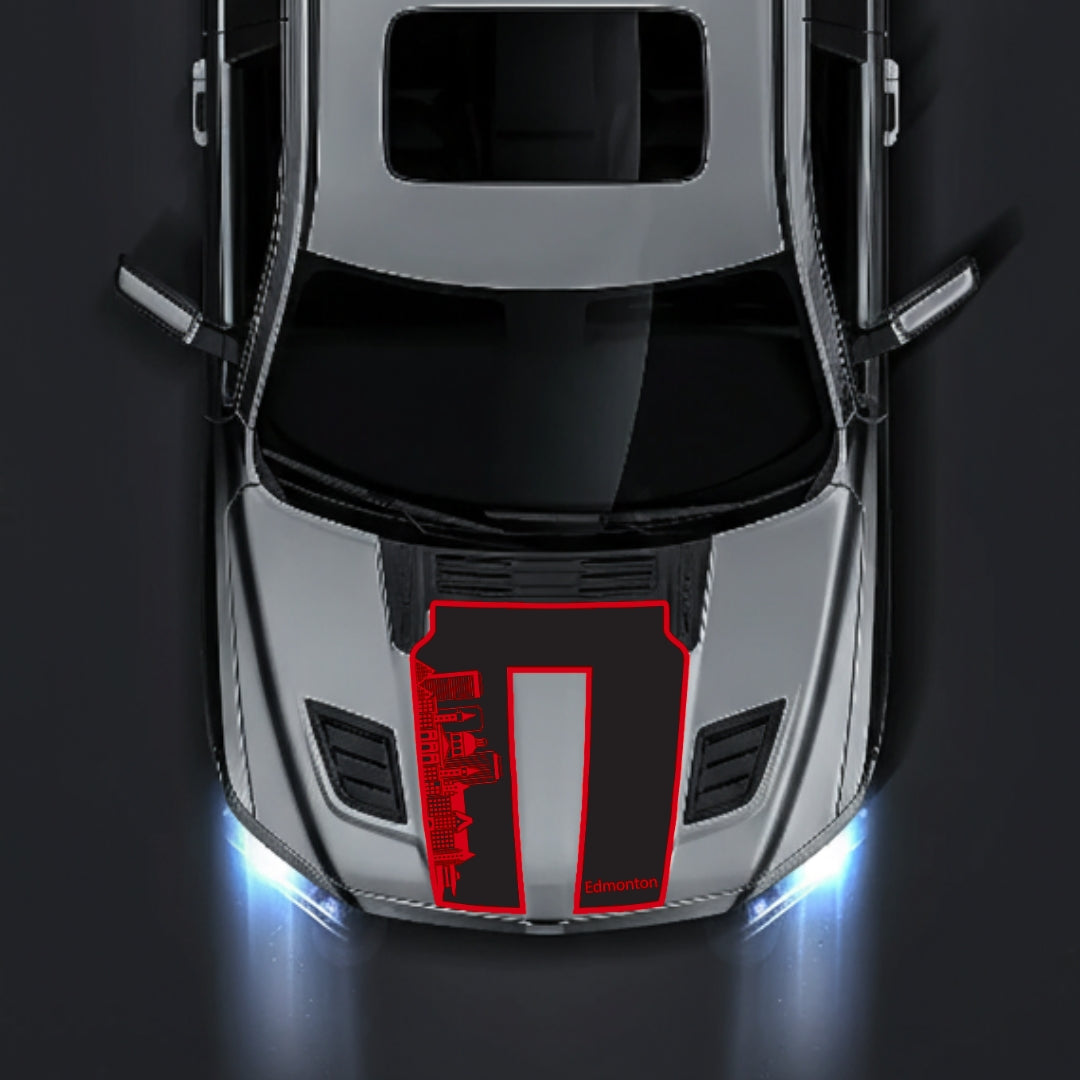 Performance Hood Panel Decal/Sticker - Edmonton Skyline - Border Graphic Kit - For Dodge RAM 1500 2019-2025 - Premium Vinyl