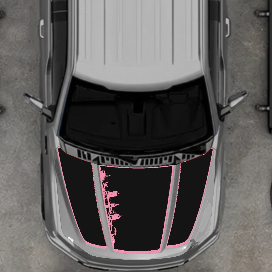 Hood Panel Decal/Sticker - Winnipeg Skyline - Border Graphic Kit - For Ford F-150 2020-2026 - Premium Vinyl