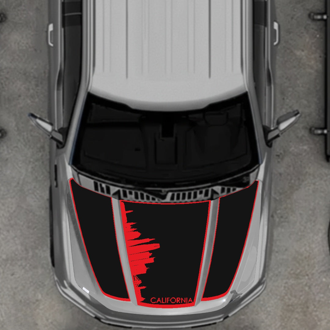 Hood Panel Decal/Sticker - California Skyline - Border Graphic Kit - For Ford F-150 2020-2026 - Premium Vinyl