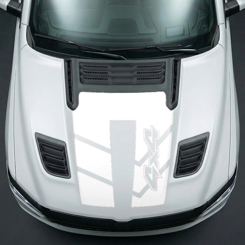 Hood Panel Decal/Sticker - Bold 4x4 Geometric Chevron Graphic Kit - For Dodge Ram 2019-2025 - Premium Vinyl