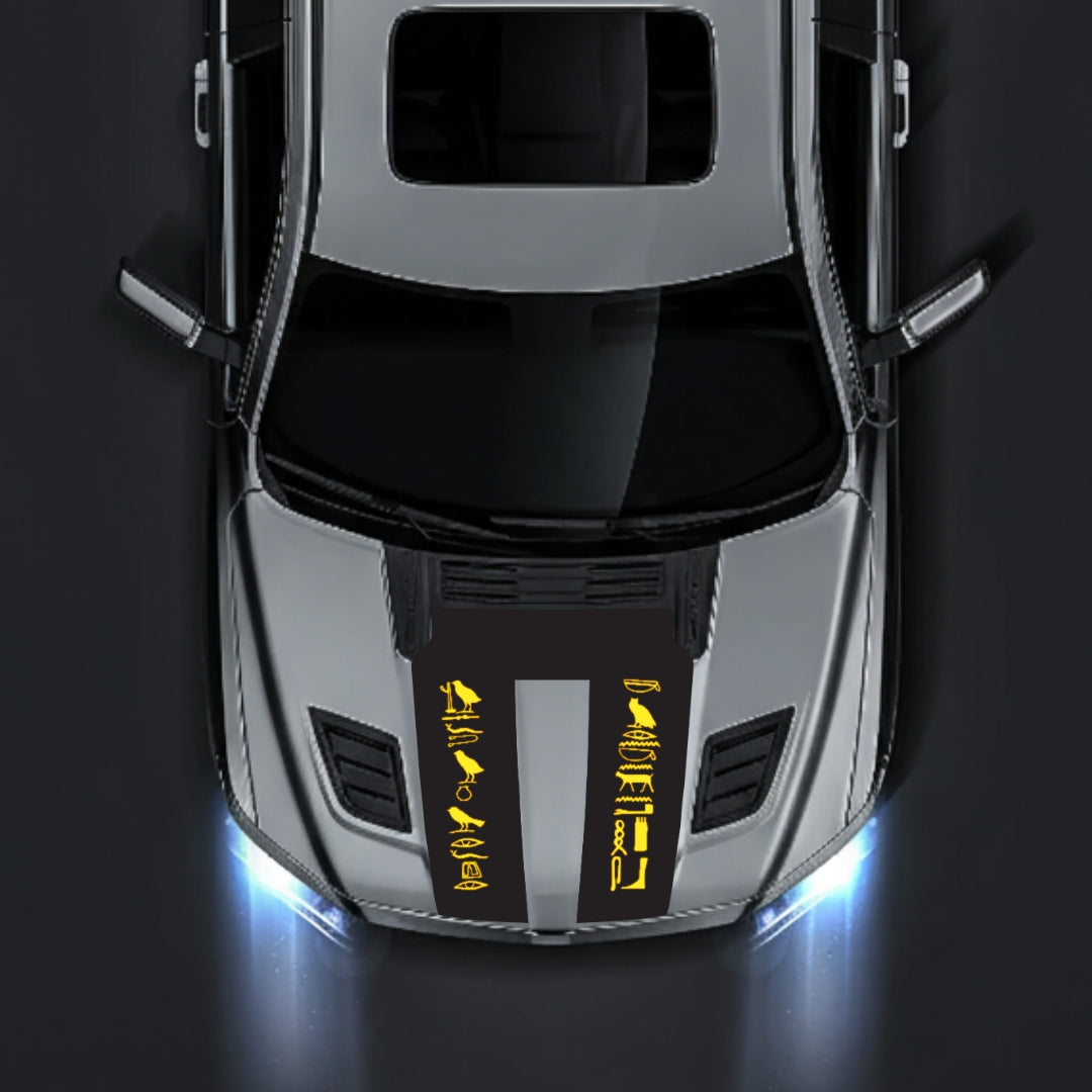 Hood Panel Decal/Sticker - Egyptian Hieroglyph Graphic Kit - For Dodge RAM 1500 2019-2025 - Premium Vinyl
