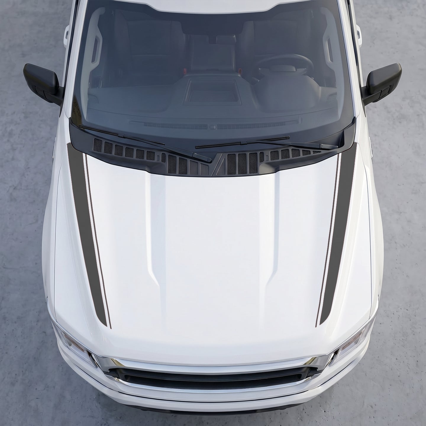 Hood Panel Decal/Sticker - Dual Pinstripe Hood Cowl Decals – Sport Outer Edge Accent Stripes Vinyl Graphics Kit Graphic Kit - For Ford F-150 F150 2015-2020 - Premium Vinyl