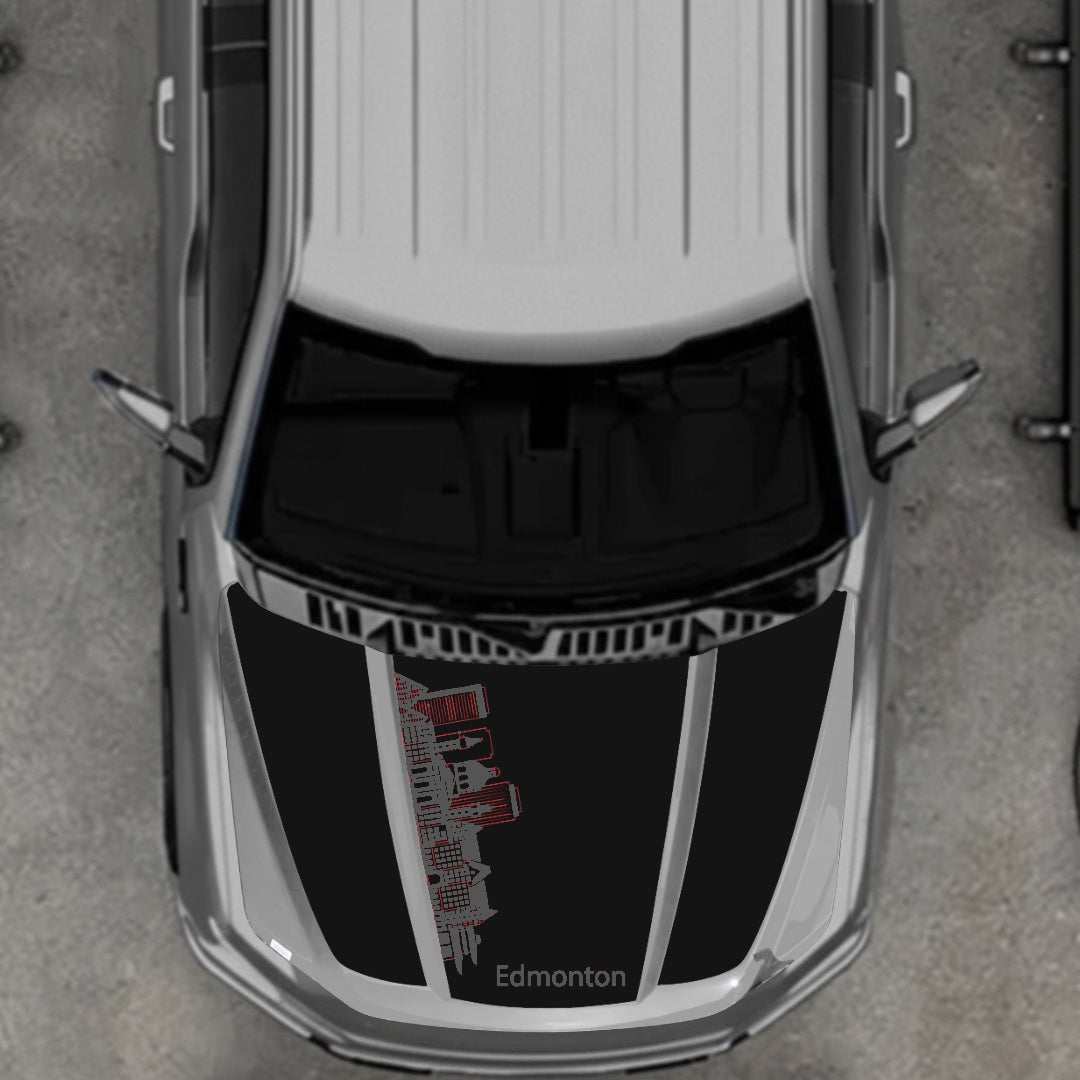 Hood Panel Decal/Sticker - Edmonton Skyline Graphic Kit - For Ford F-150 2020-2026 - Premium Vinyl