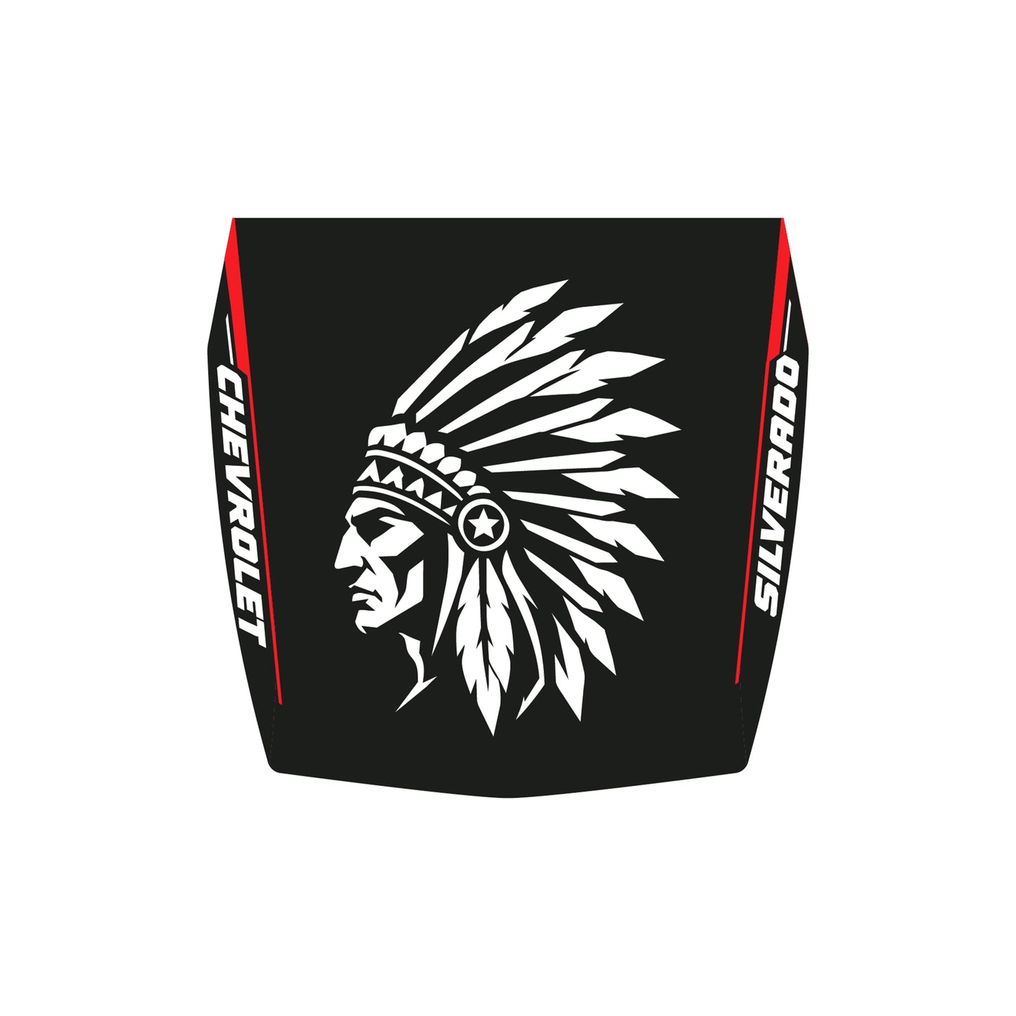 Hood Panel Decal/Sticker - Red Skin Graphic Decal Graphic Kit - For Chevrolet Silverado 2019-2024 - Premium Vinyl