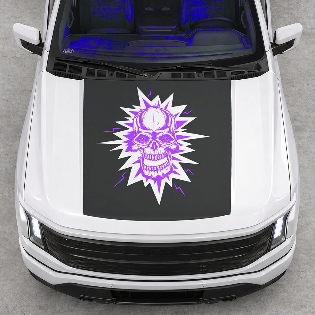Hood Panel Decal/Sticker - Electric Skull Graphic Decal Graphic Kit - For FORD F-150 2015-2020 - Premium Vinyl