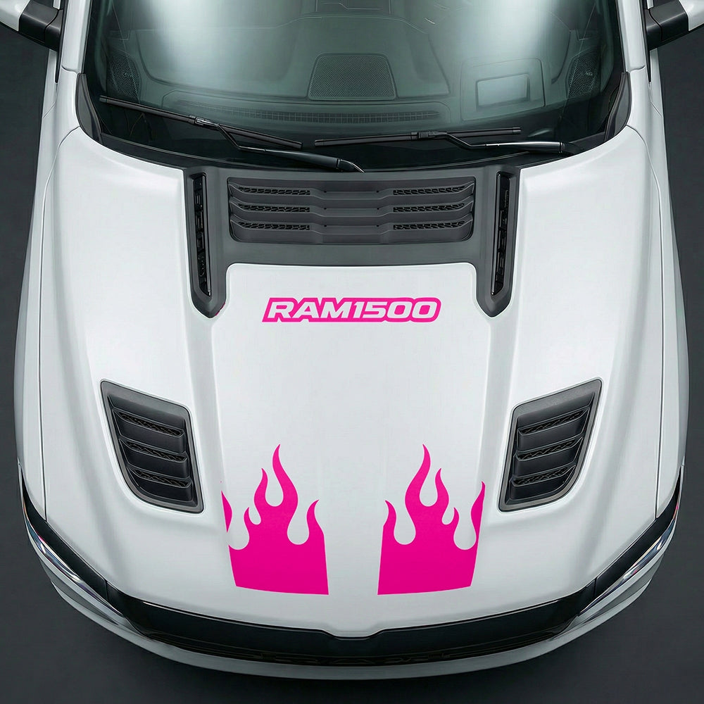 Hood Panel Decal/Sticker - RAM 1500 Flaming U-Shape - Cut Graphic Kit - For Dodge Ram 2019-2025 - Premium Vinyl