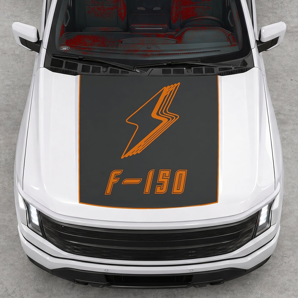 Hood Panel Decal/Sticker - Bordered Electric F150 Graphic Decal Graphic Kit - For FORD F-150 2015-2020 - Premium Vinyl