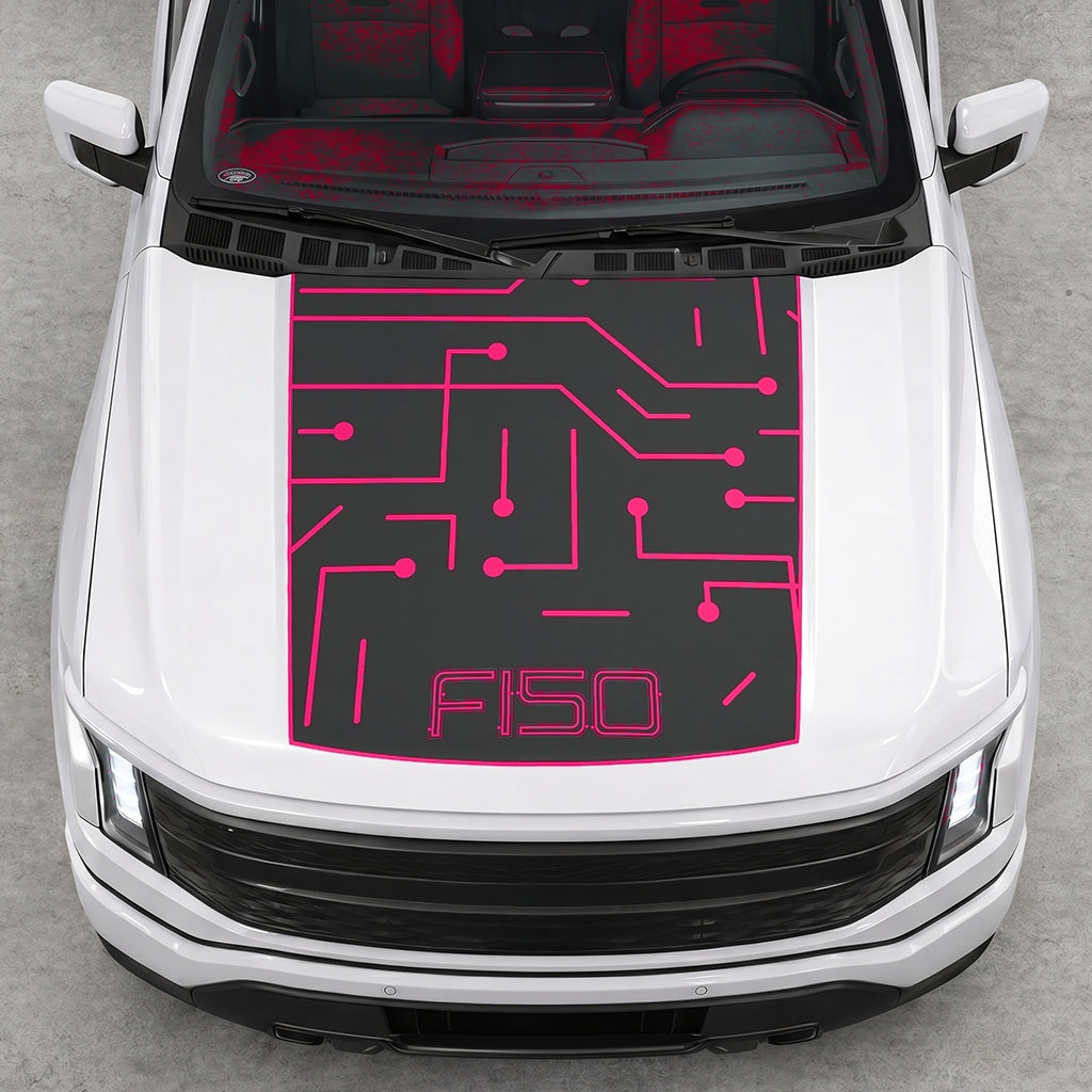 Hood Panel Decal/Sticker - Electric Circuit Graphic Decal Graphic Kit - For FORD F-150 2015-2020 - Premium Vinyl