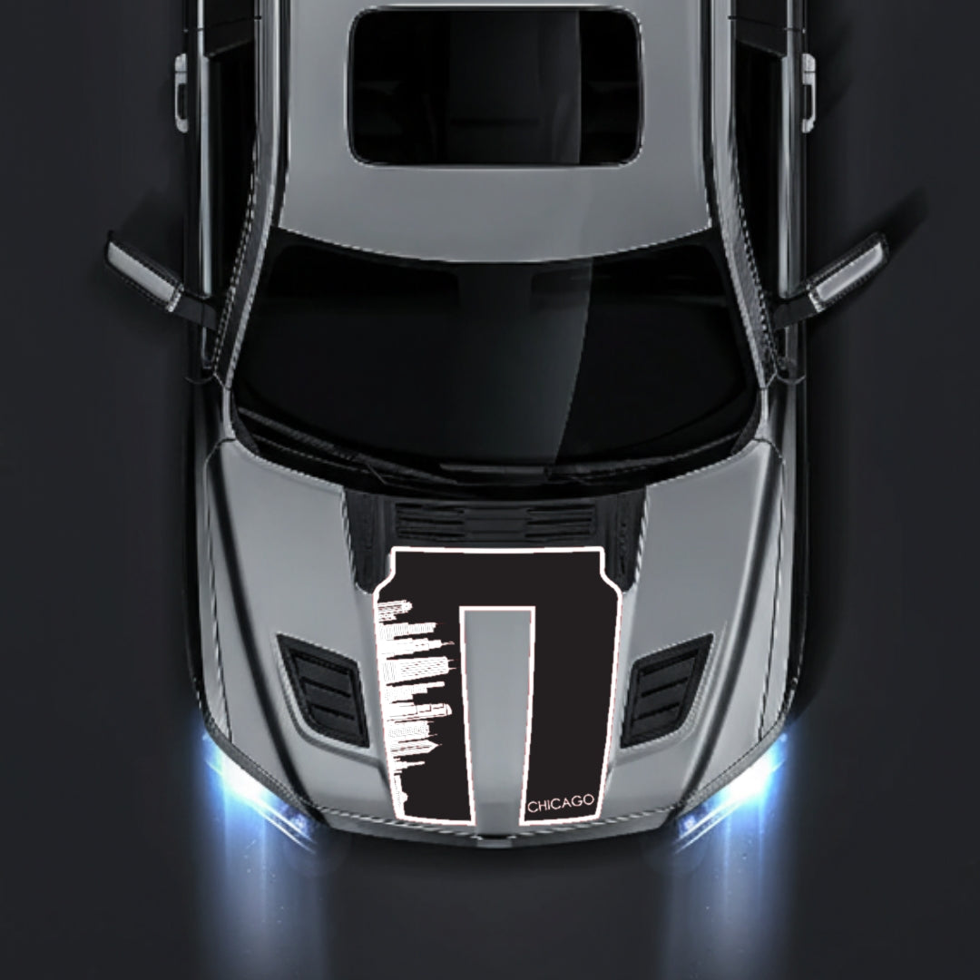 Hood Panel Decal/Sticker - Chicago Skyline - Border Graphic Kit - For Dodge RAM 1500 2019-2025 - Premium Vinyl