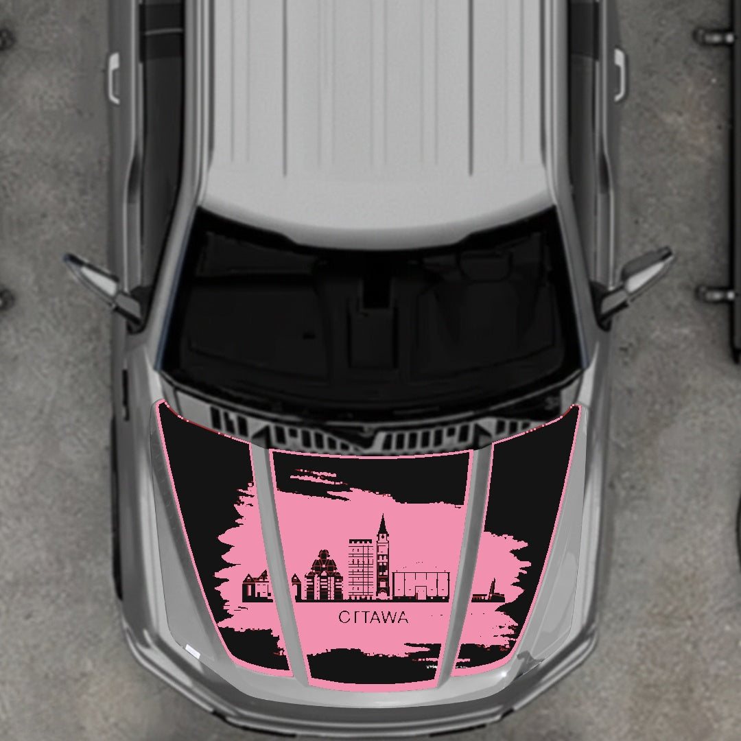 Hood Panel Decal/Sticker - Ottawa - Border Graphic Kit - For Ford F-150 2020-2026 - Premium Vinyl
