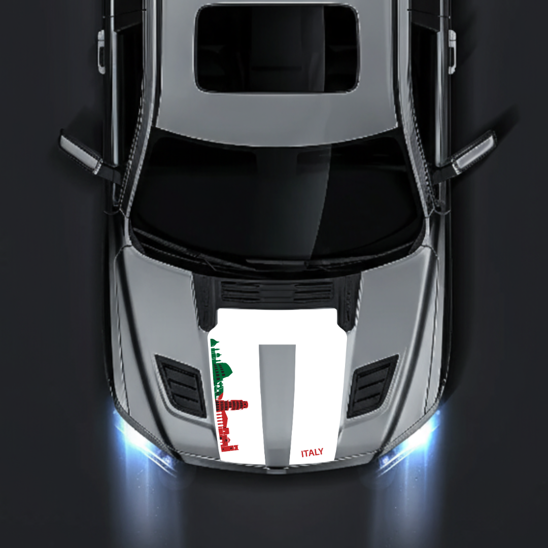 Performance Hood Panel Decal/Sticker - Italy Skyline - Cut Graphic Kit - For Dodge RAM 1500 2019-2025 - Premium Vinyl