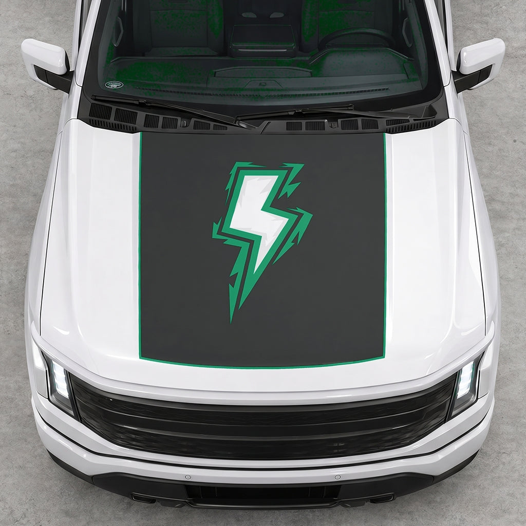 Hood Panel Decal/Sticker - Bordered Electric Graphic Decal Graphic Kit - For FORD F-150 2015-2020 - Premium Vinyl