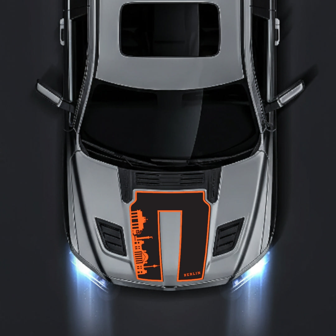Hood Panel Decal/Sticker - Berlin Skyline - Border Graphic Kit - For Dodge RAM 1500 2019-2025 - Premium Vinyl