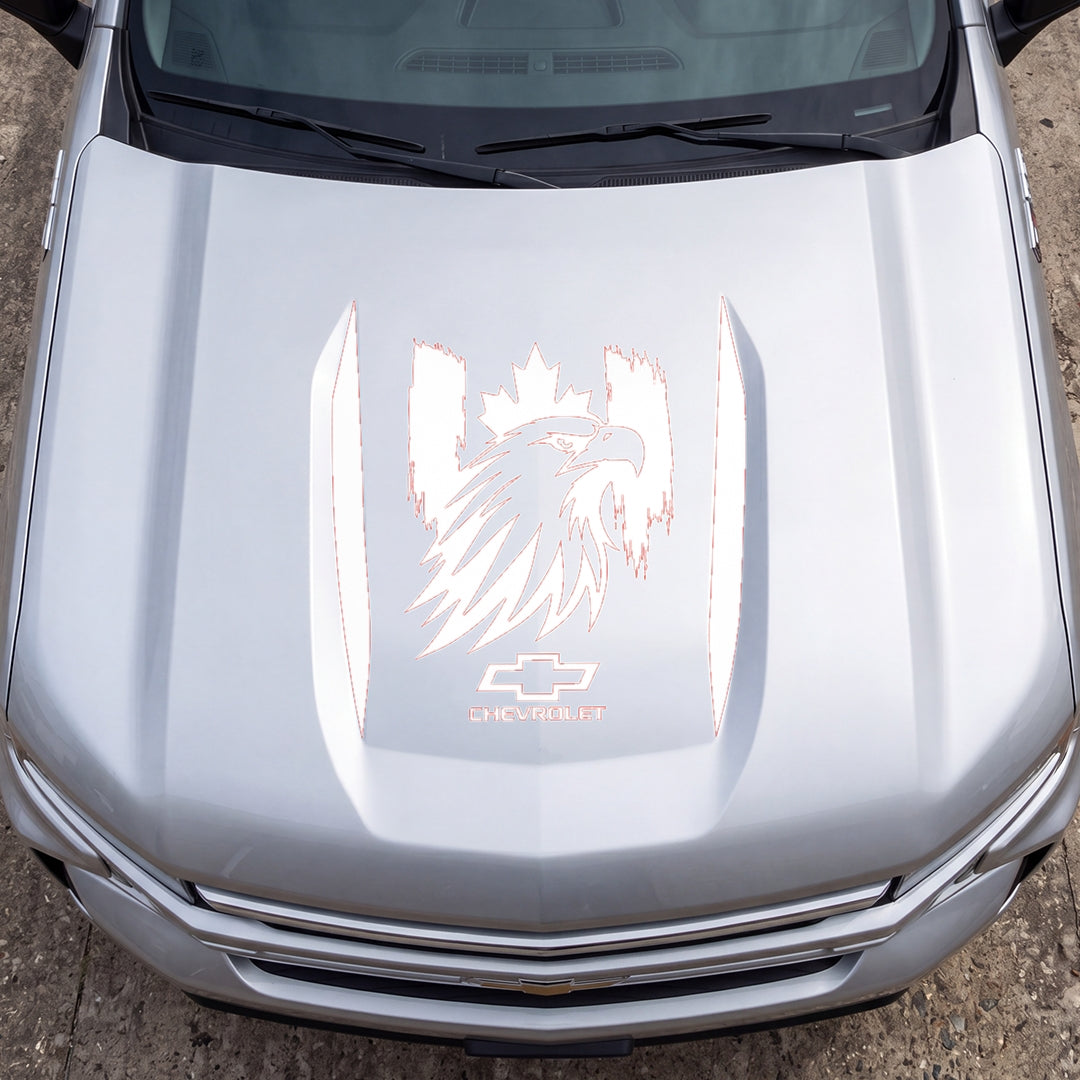 Hood Panel Decal/Sticker - Proud Canadaian Eagle Head Graphic Decal Graphic Kit - For Chevrolet Silverado 2019-2024 - Premium Vinyl