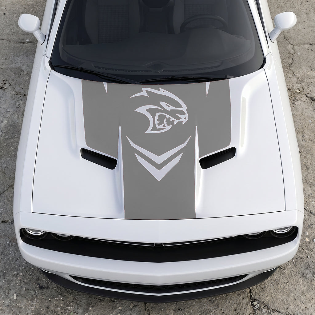 Hood Panel Decal/Sticker - Hellcat Redeye Aggressor - V-Stance Performance Graphic Kit - For Dodge Challenger 2015-2024 - Premium Vinyl