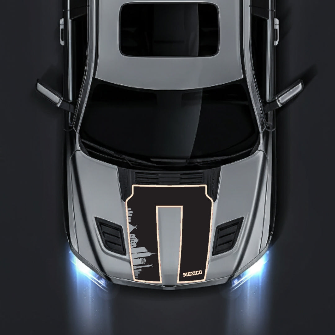Hood Panel Decal/Sticker - Mexico Skyline - Cut - Border Graphic Kit - For Dodge RAM 1500 2019-2025 - Premium Vinyl