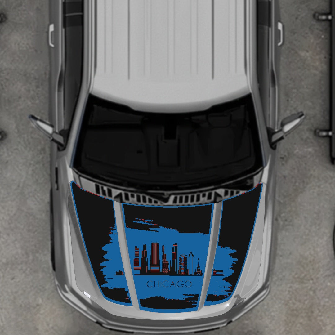 Hood Panel Decal/Sticker - Chicago - Border Graphic Kit - For Ford F-150 2020-2026 - Premium Vinyl