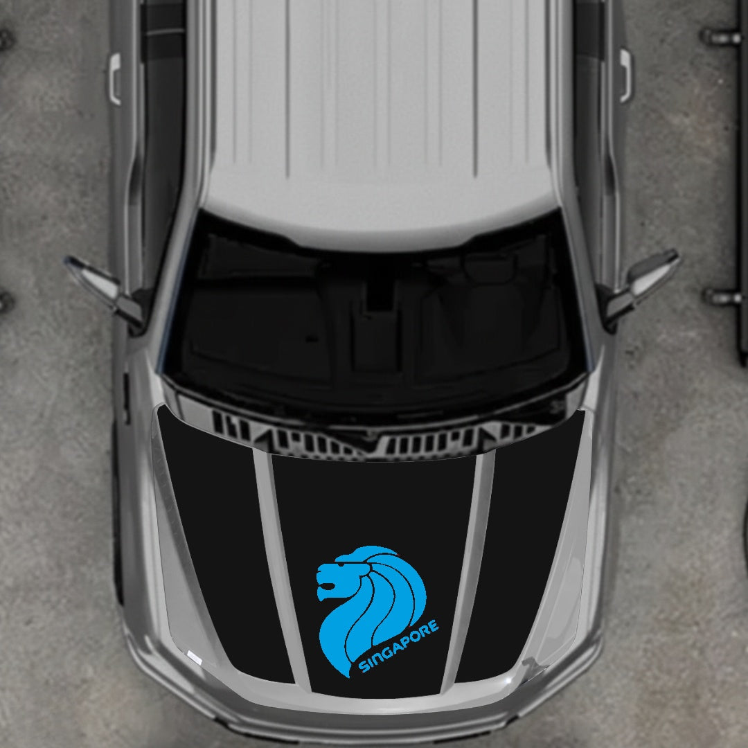 Hood Panel Decal/Sticker - Singapore Graphic Kit - For Ford F-150 2020-2026 - Premium Vinyl